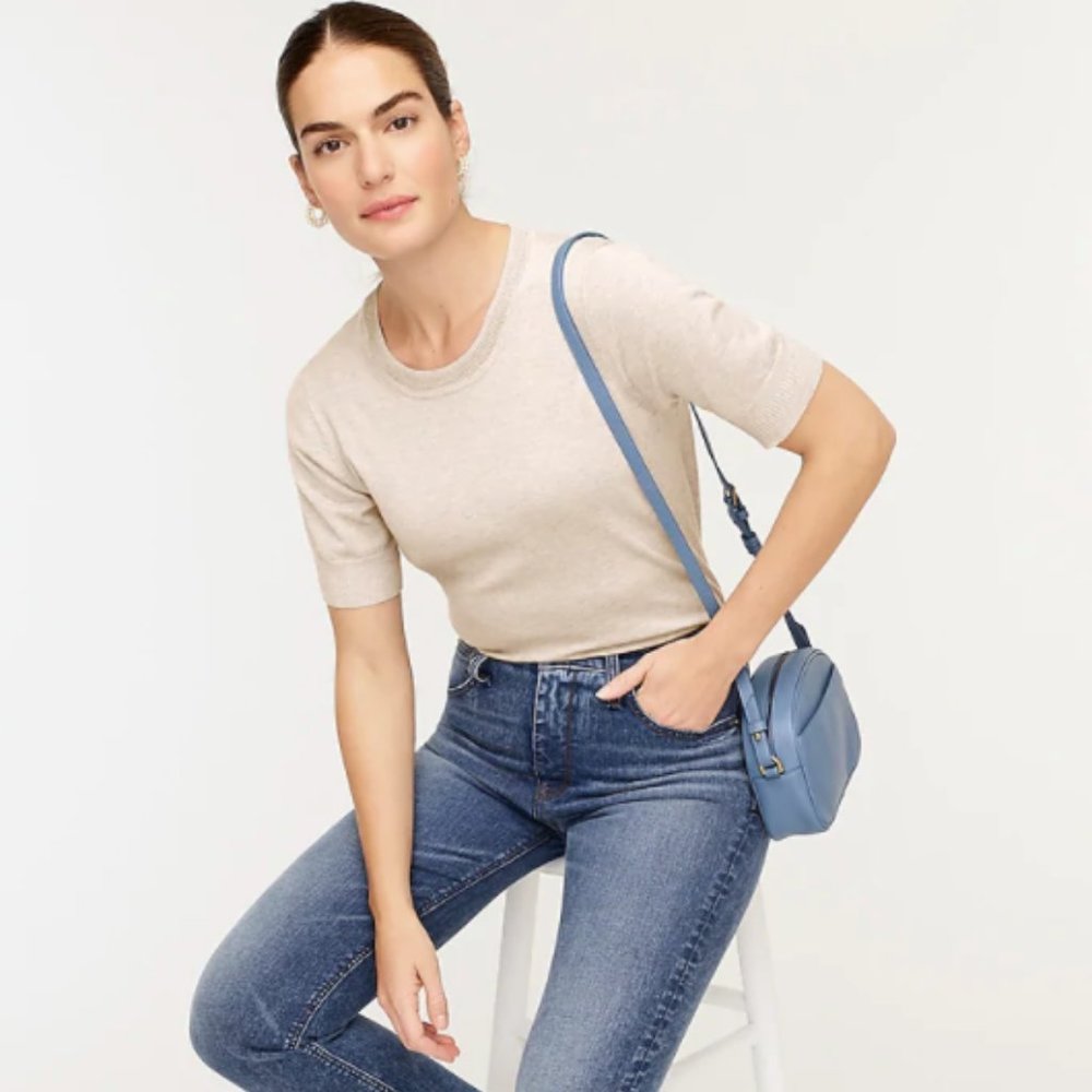 J. Crew Short Sleeve Silk Blend Crewneck Sweater